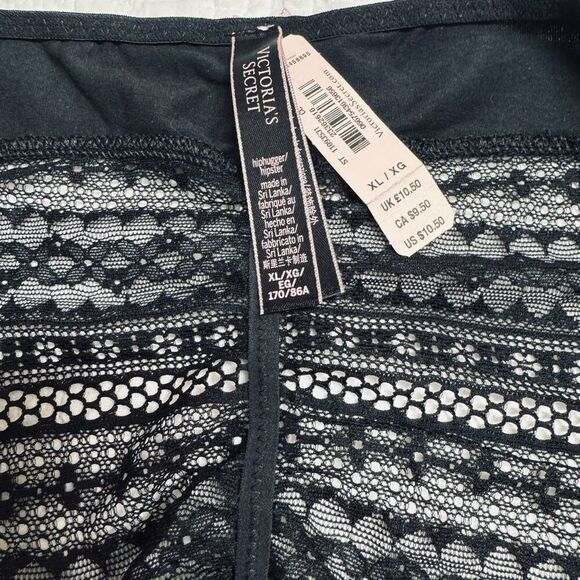 NWT (XL) Victoria’s Secret Hip-Hugger Panty - Black Cotton w/ Mesh Ruched Back - Picture 3 of 3